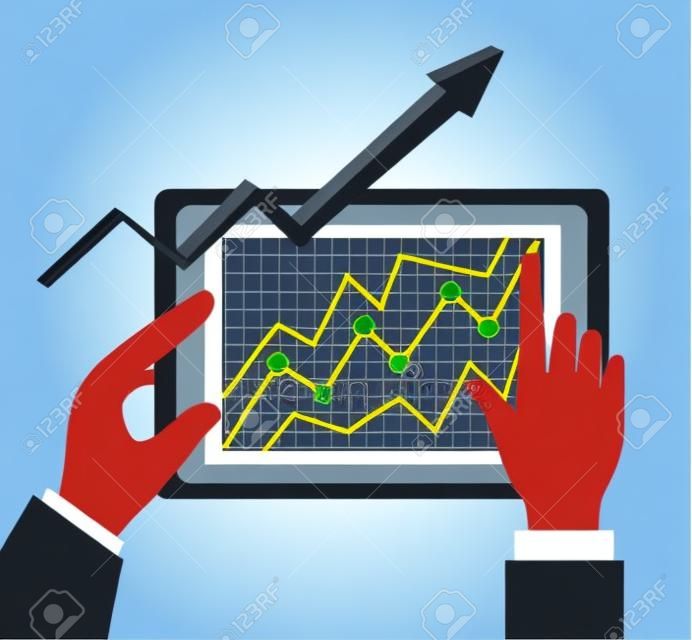 Mercado de valores con las estadísticas de diseño gráfico, ilustración vectorial eps10