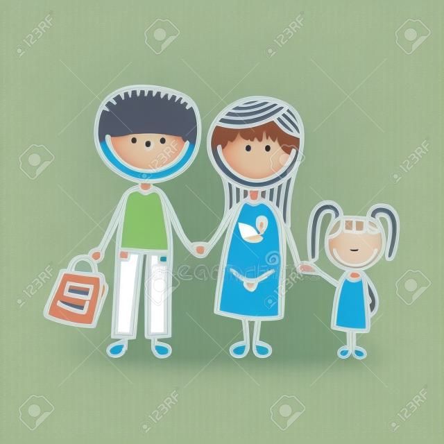 happy family drawing isolated icon design, vector illustration  graphic