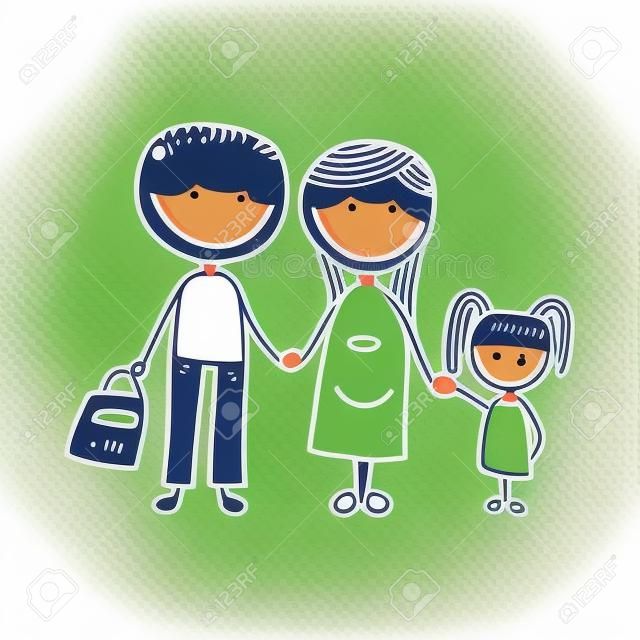 happy family drawing isolated icon design, vector illustration  graphic