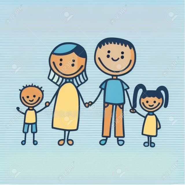 gelukkige familie tekening geïsoleerde pictogram ontwerp, vector illustratie grafisch