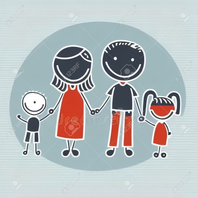 familia feliz dibujo aislado icono del diseño, ejemplo gráfico del vector