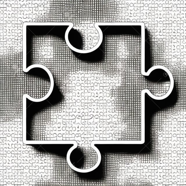 pieza de puzzle en blanco y negro sobre fondo aislado, ilustración vectorial