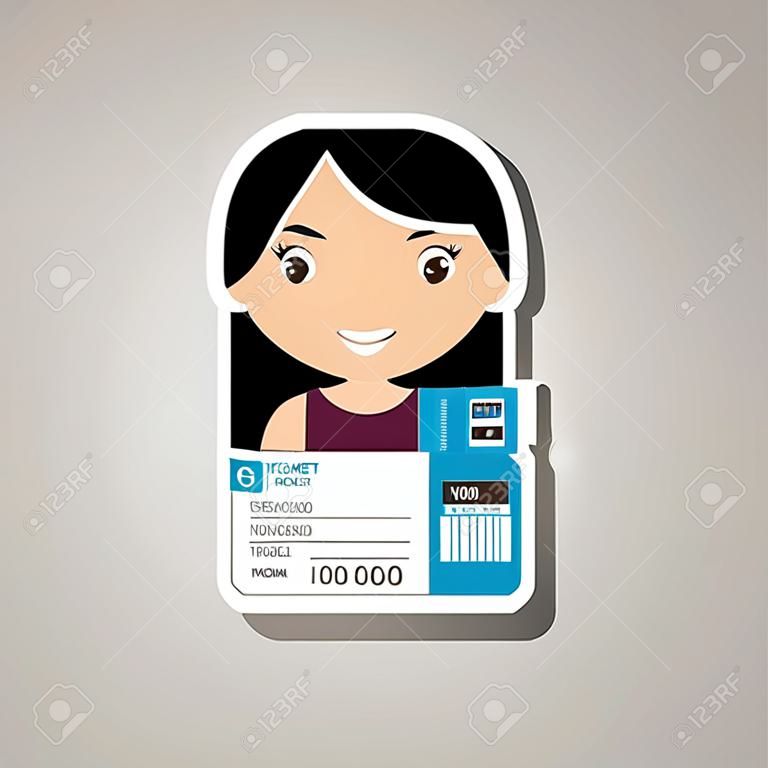 woman ticket travel icon vector illustration design
