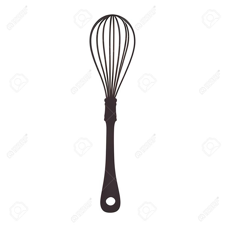 hand whip egg utensil kitchen curtlery food silhouette vector illustration