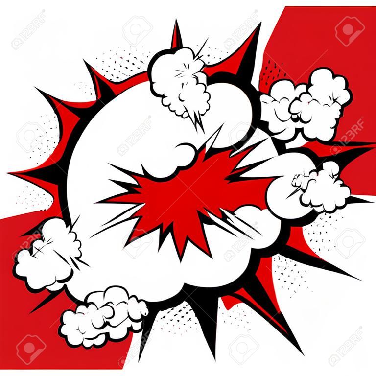esplosione comica espressione pow illustrazione bomba bam effetto boom di vettore