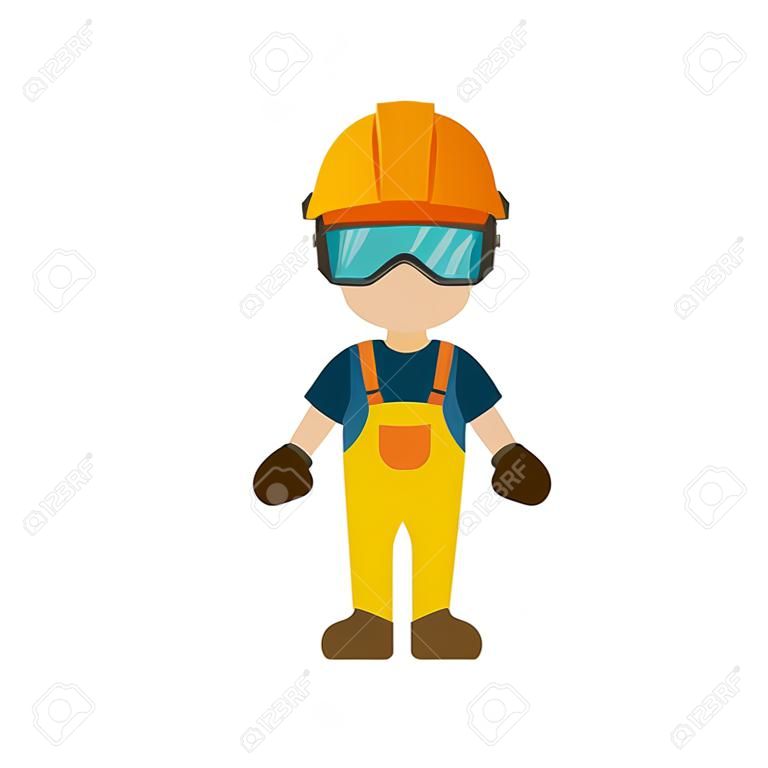 avatar worker wearing  industrial security protection equipment. vector illustration
