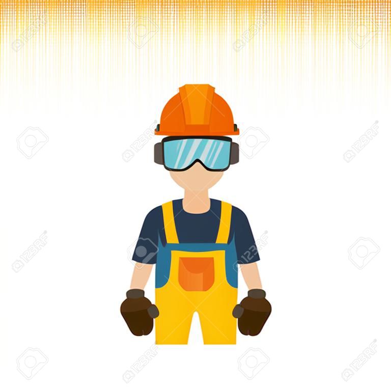 аватар работник носить промышленного оборудования защиты безопасности. векторные иллюстрации