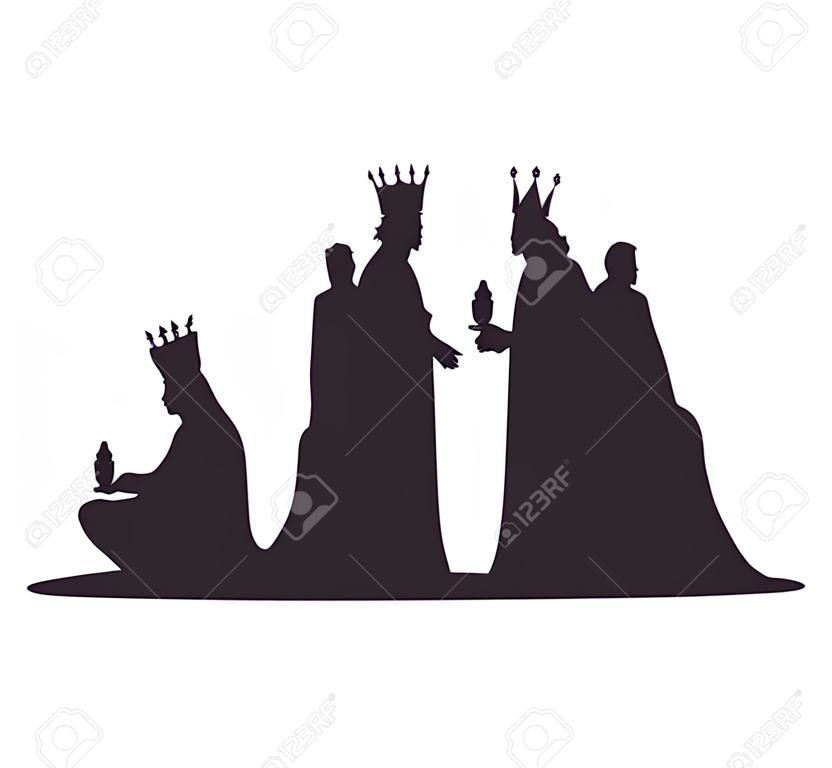 silhouet drie wijze koningen kribbe ontwerp geïsoleerde vector illustratie eps 10