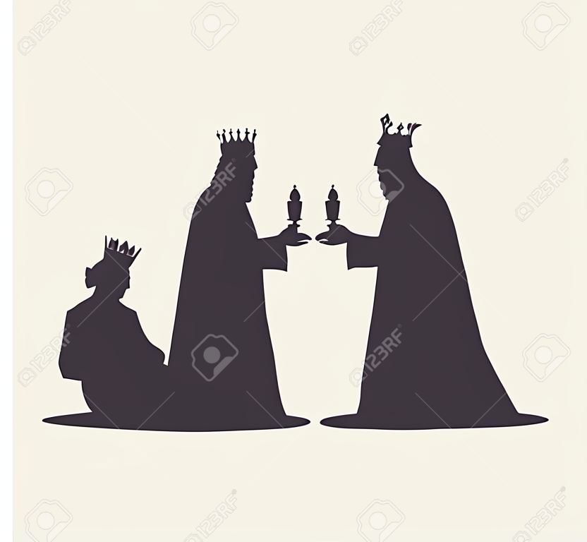 silhouette trois rois mages design manger isolé illustration vectorielle eps 10