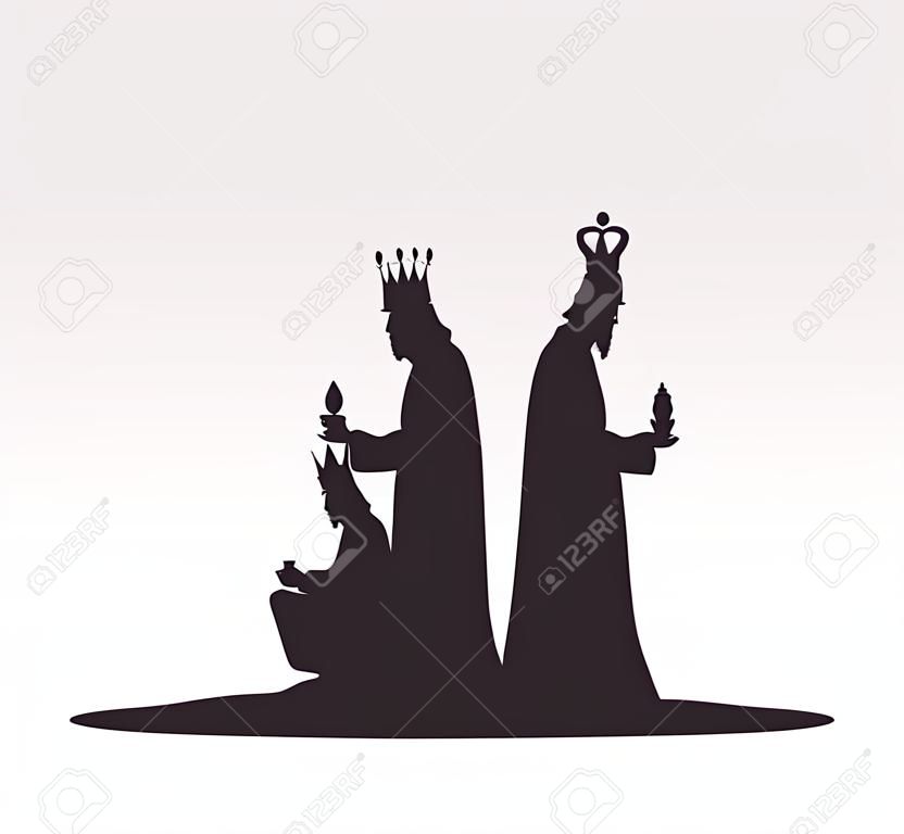 silhouette three wise kings manger design isolated vector illustration eps 10