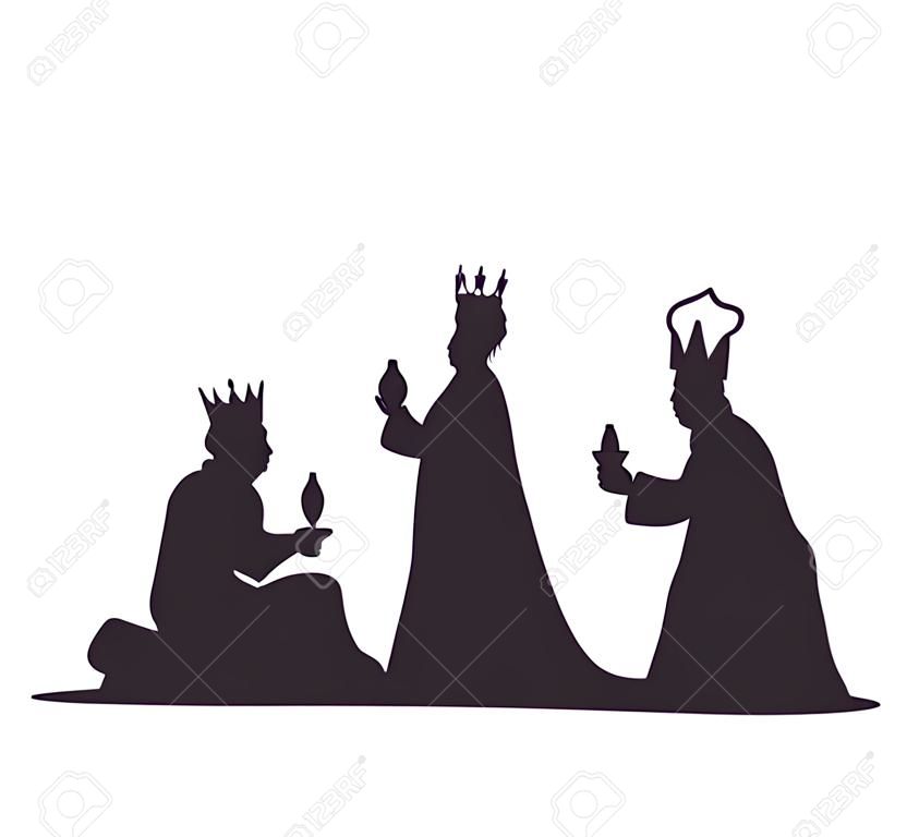sylwetka trzy mądrzy królowie projektowanie żłobie izolowane ilustracji wektorowych eps 10