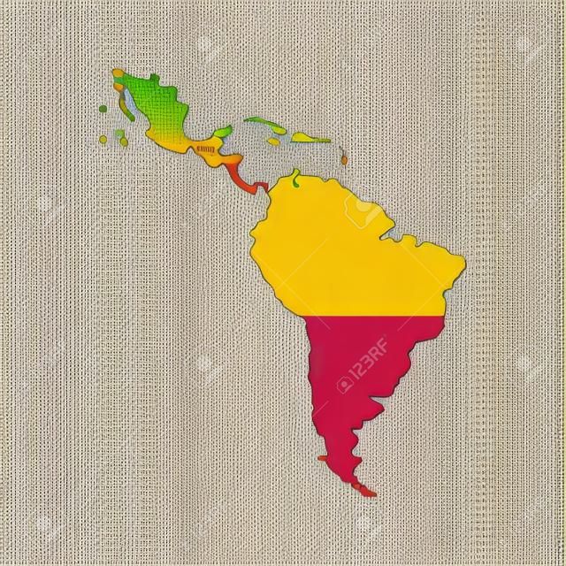 剪影的拉丁美洲地圖圖標在白色背景。矢量插圖