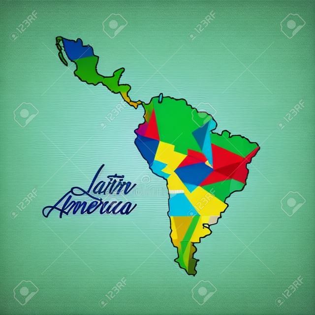 Beyaz arka plan üzerinde Latin Amerika haritası simgesi. Renkli tasarım. Vektör illüstrasyonu