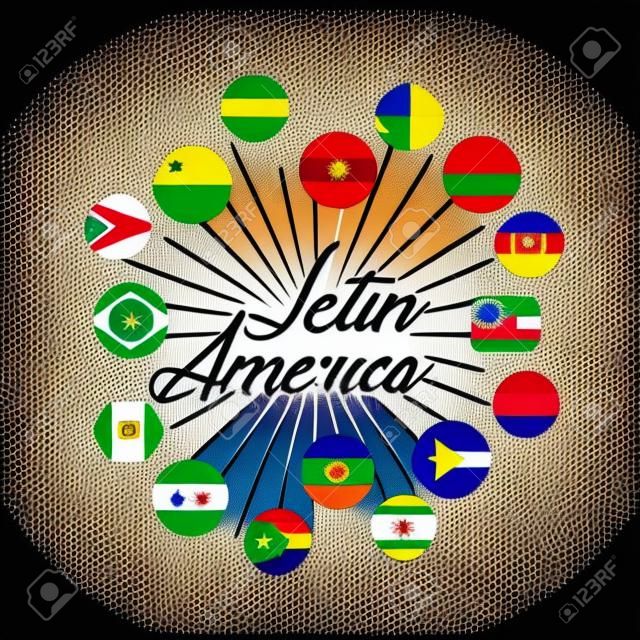 bandeiras de países da américa latina nos botões. design colorido. ilustração vetorial