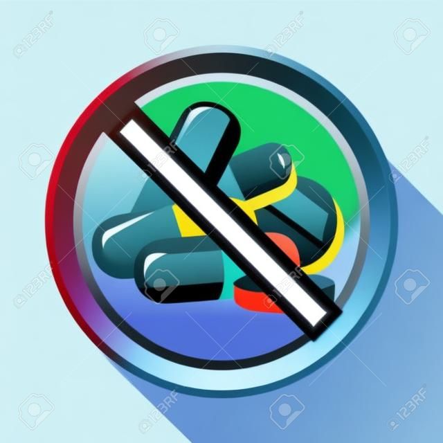 tiltott jel kapszula gyógyszerek elszigetelt ikon illusztráció design