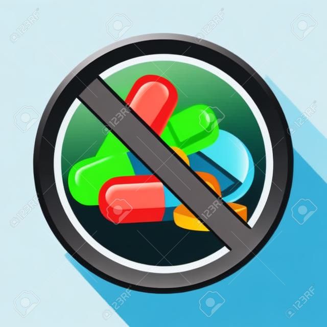 금지 표지판 캡슐 마약 격리 된 아이콘 일러스트 디자인을 금지