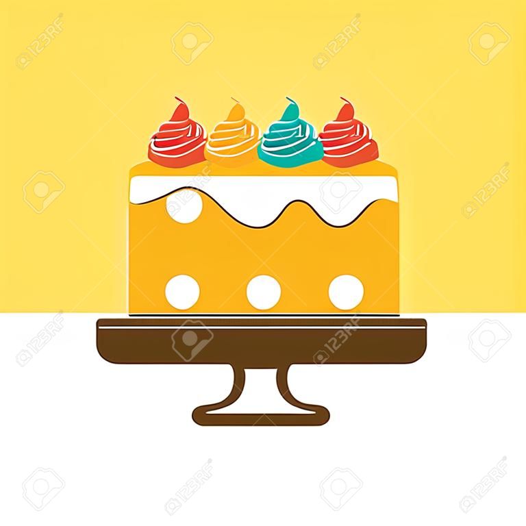 colorful cake birthday in dish vector illustration