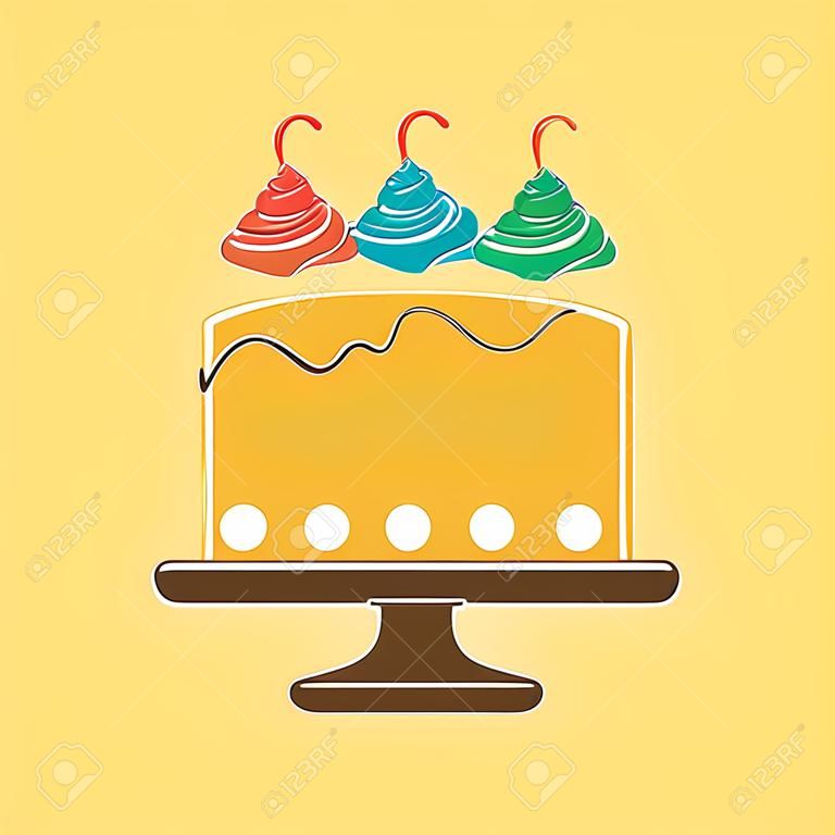 colorful cake birthday in dish vector illustration