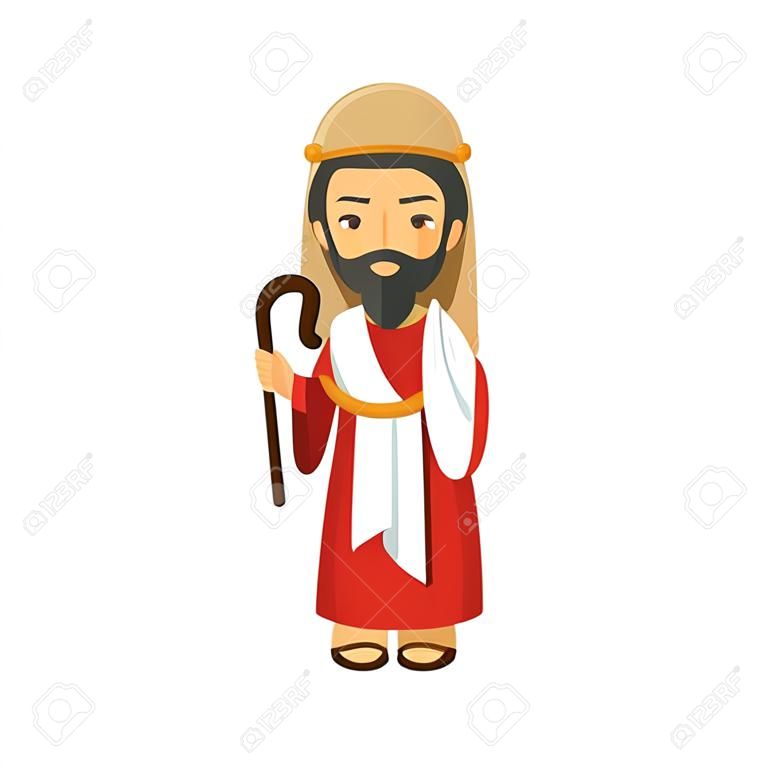 cartoon saint joseph icon over white background colorful design vector illustration