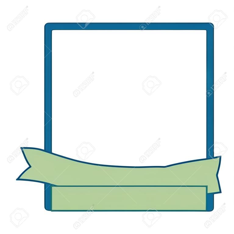 decorative frame with ribbon icon over white background colorful design vector illustration