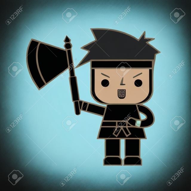 Avatar of a video game warrior with ax vector illustration design