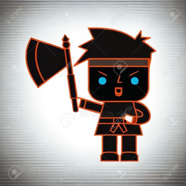 Avatar di un guerriero del video gioco con progettazione dell'illustrazione di vettore dell'ascia