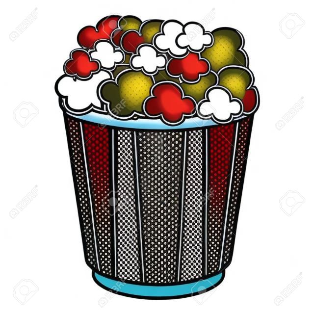 popcorn bucket icon over white background vector illustration