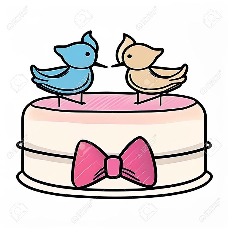 Diseño gráfico lindo del ejemplo del vector del icono de la torta de boda