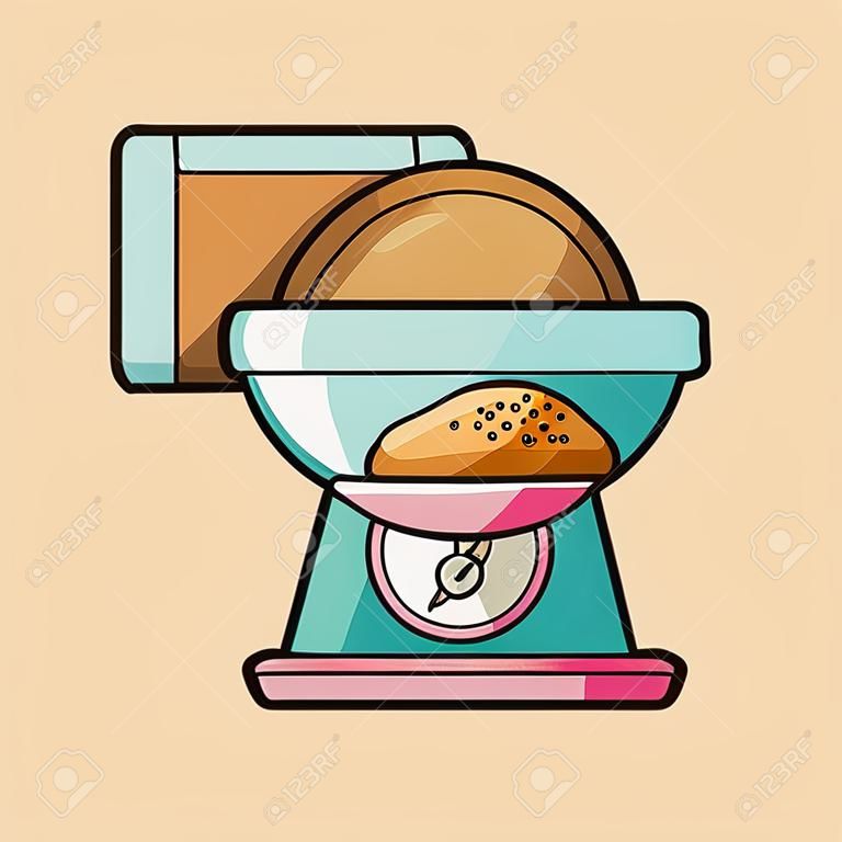 weight scale and flour sack cooking food bakery vector illustration