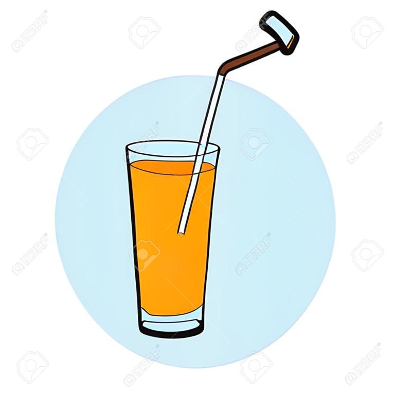juice in cup glass and straw vector illustration design