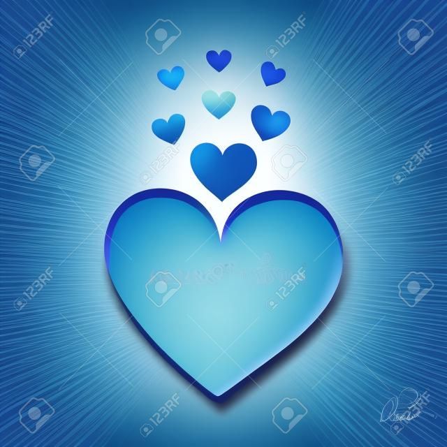 blue hearts love romance passion vector illustration