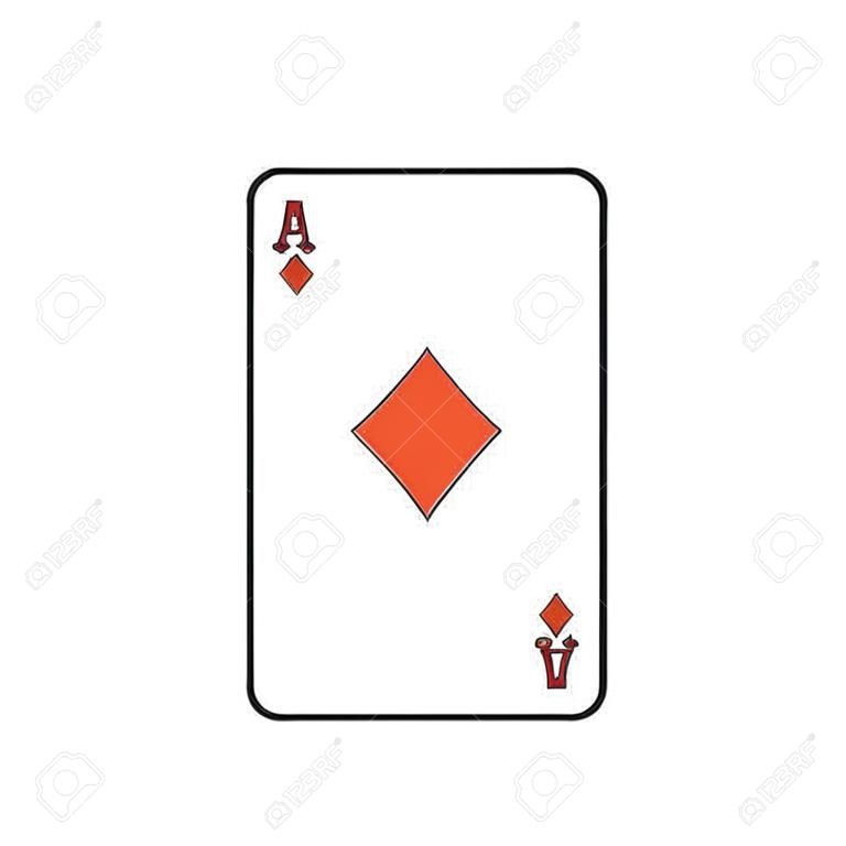 钻石或瓷砖的王牌法国扑克牌相关的图标图标图像矢量插图设计