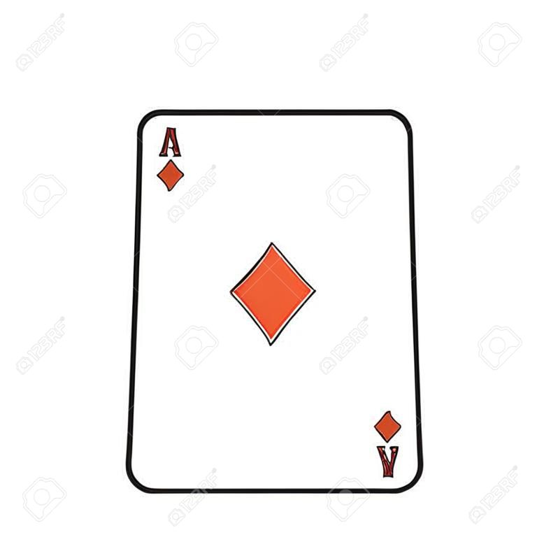 Ass von Diamanten oder Fliesen Französisch Spielkarten Symbol Symbol Symbol Bild Vektor Illustration Design