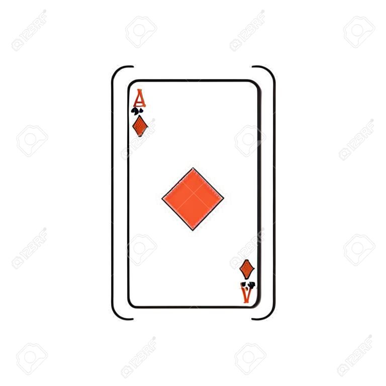 Ass von Diamanten oder Fliesen Französisch Spielkarten Symbol Symbol Symbol Bild Vektor Illustration Design