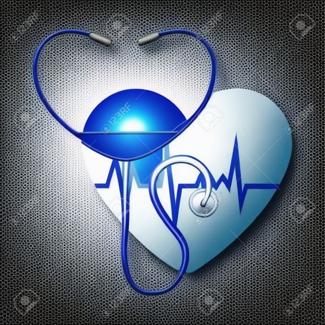 coeur avec stéthoscope médical vector illustration design