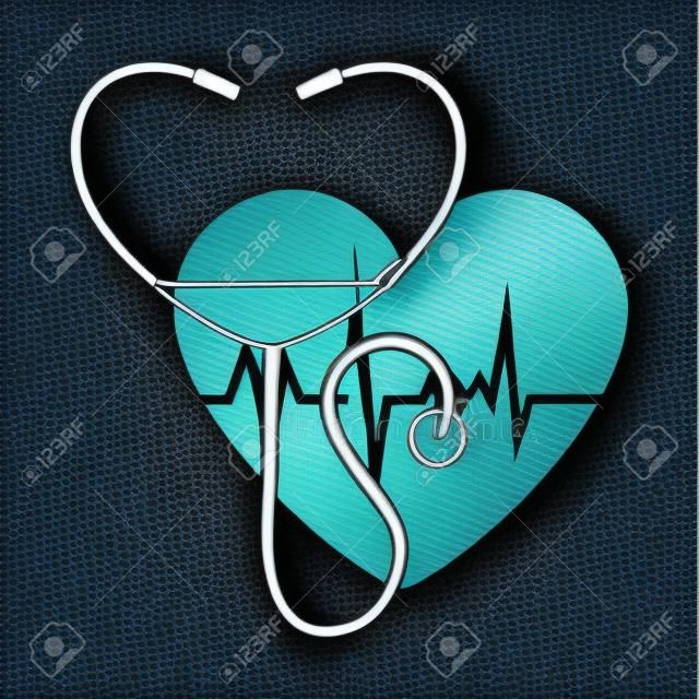 coeur avec stéthoscope médical vector illustration design
