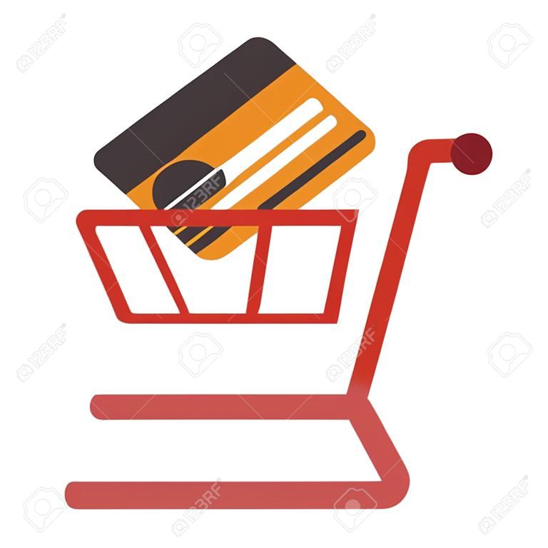 shopping cart with credit card vector illustration design