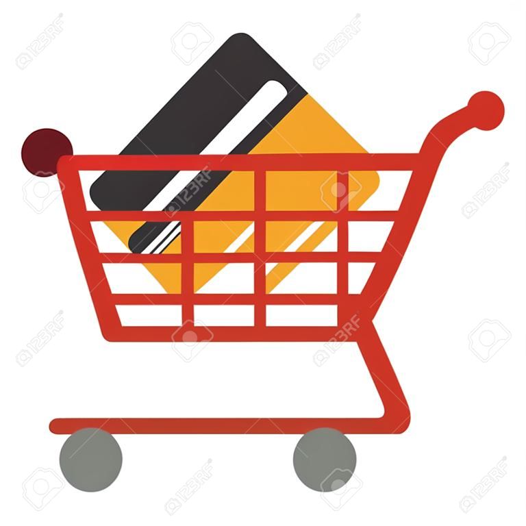 shopping cart with credit card vector illustration design