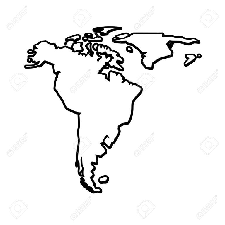 北美和南美地圖大陸矢量圖輪廓設計
