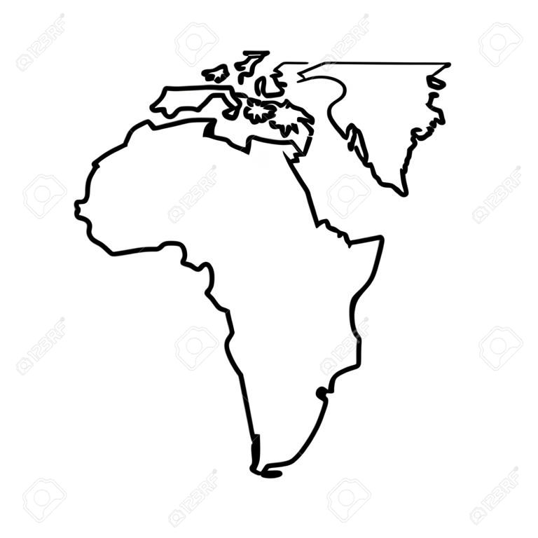 Noord- en Zuid-Amerika kaart continent vector illustratie schets ontwerp