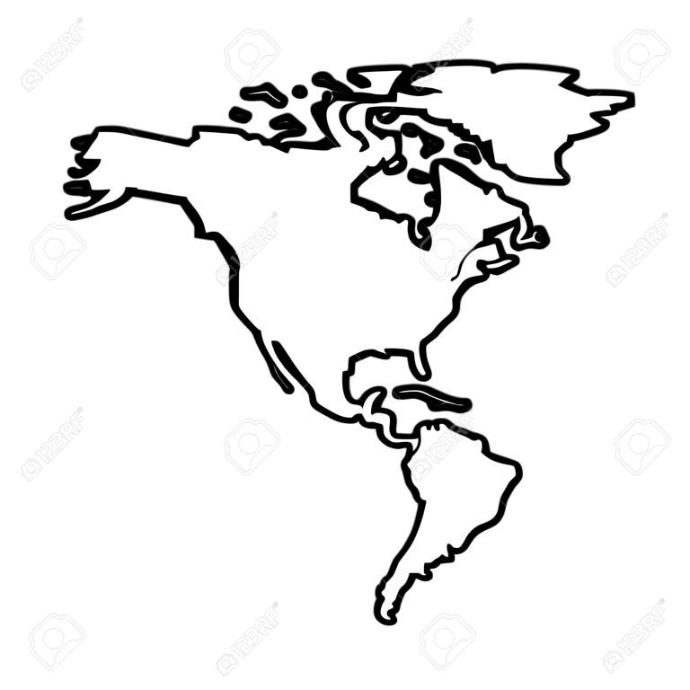 北美和南美地圖大陸矢量圖輪廓設計