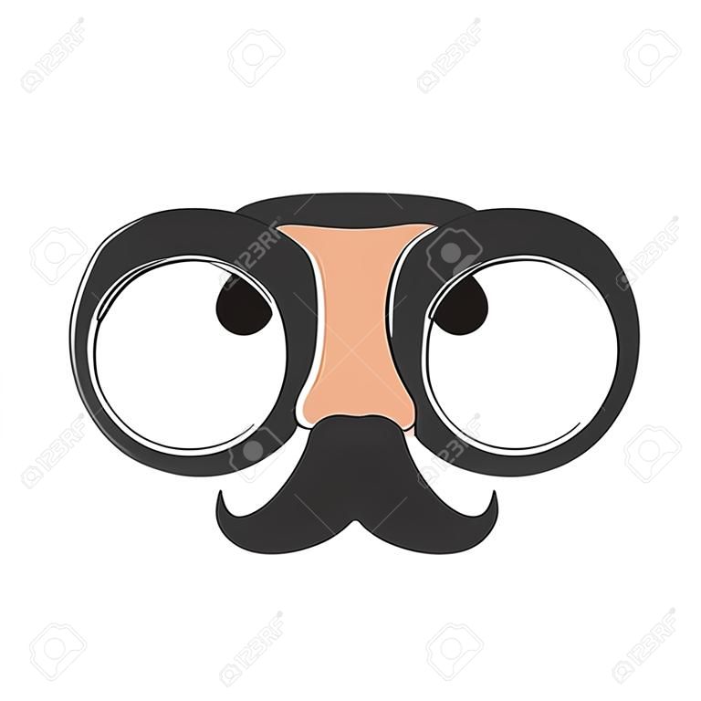 Funny fake mask with glasses, mustache and nose vector illustration