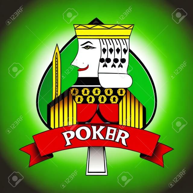 King of spades card poker ribbon symbol vector illustration