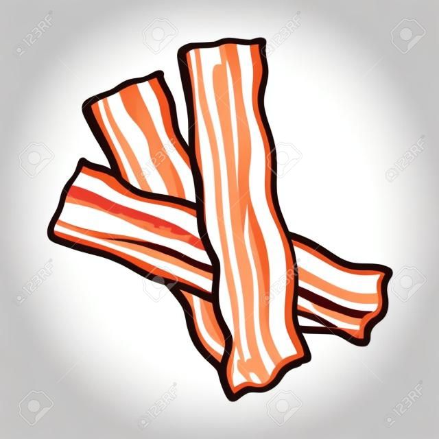 Icona delle bande di bacon sopra l'illustrazione bianca di vettore del fondo.