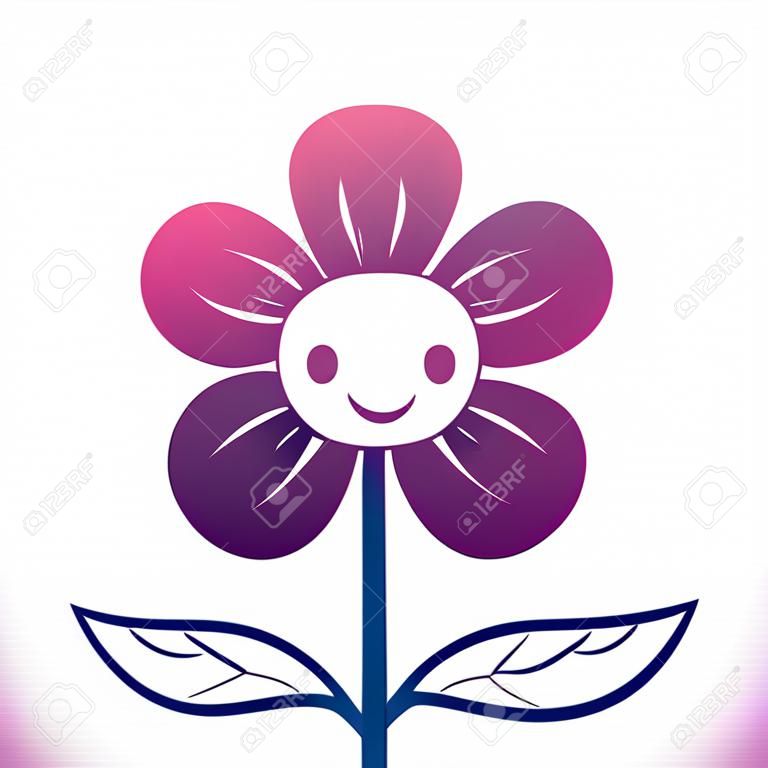 beautiful flower happy cartoon vector illustration degrade color design