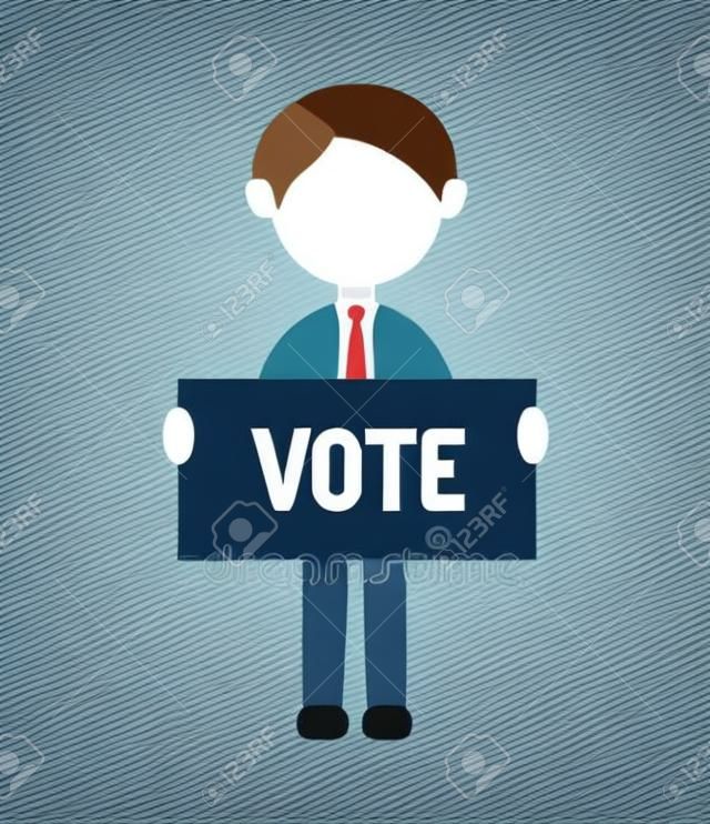 Cartoon elections vote design with man with vote banner  vector illustration