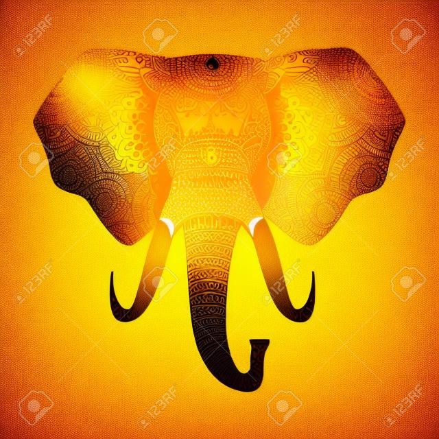 マンダラパターンベクトルイラストデザインの黄金の象