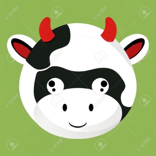 可爱和小母牛头特征矢量插图设计