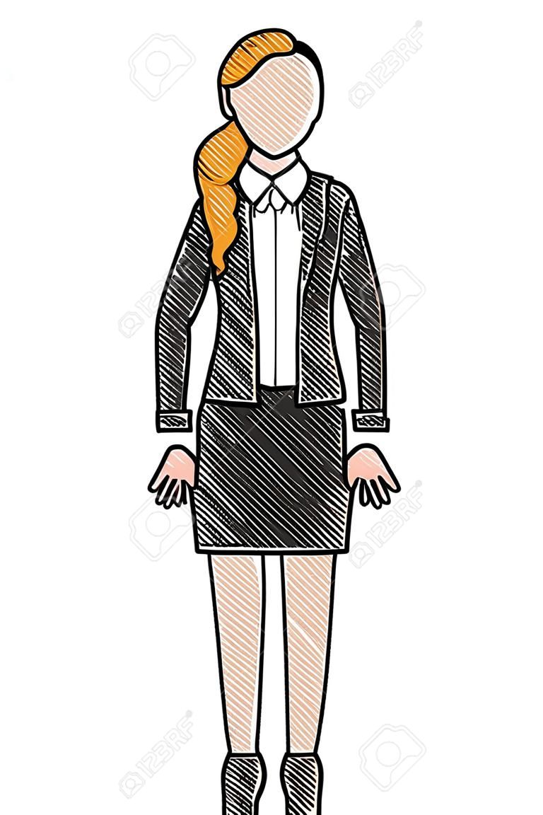 Mujer de pie en la ilustración de vector de personaje de ropa formal