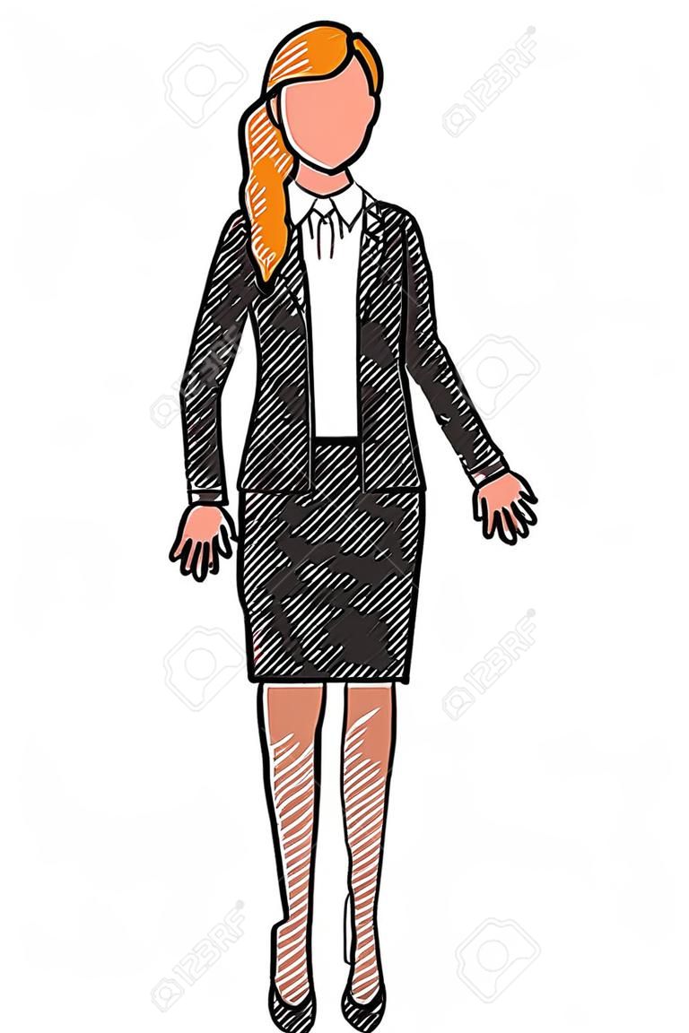 Mujer de pie en la ilustración de vector de personaje de ropa formal